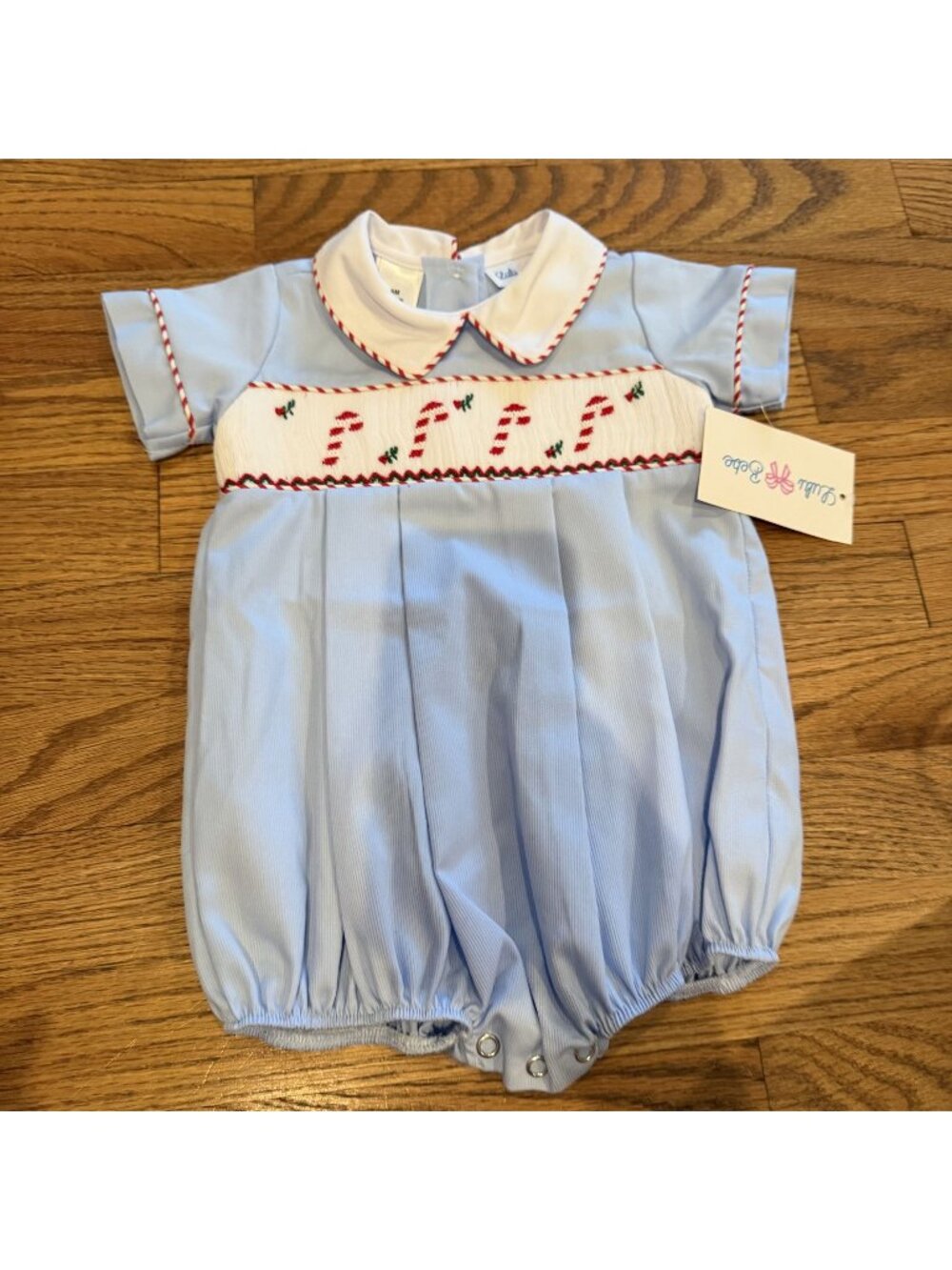 LULU BEBE BOYS ONE PIECE OUTFIT CHRISTMAS SMOCKED NEW 6 MONTH